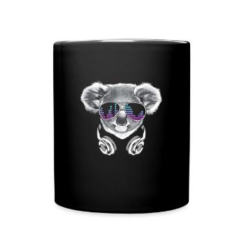 Koala with headphones and cool sunglasses - Full Colour Mug - black - Front