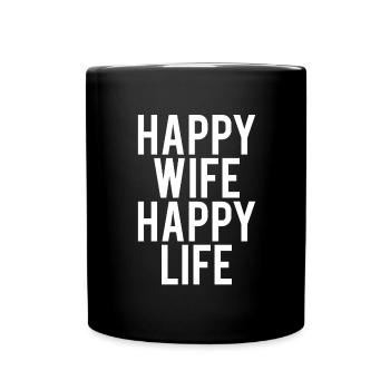 FEMME HEUREUSE VIE HEUREUSE Épouse Partenaire - Mug uni - noir - Devant