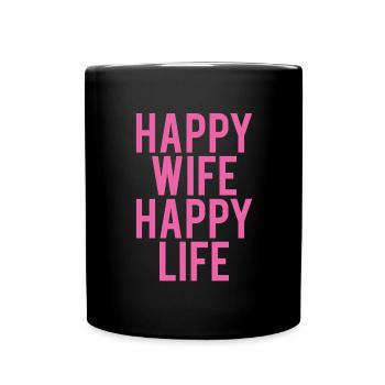 FEMME HEUREUSE VIE HEUREUSE Épouse Partenaire - Mug uni - noir - Devant