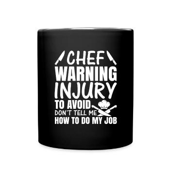 Chapeau de Chef, Chef, Cuisine, Cinq étoiles, Or, 5, - Mug uni - noir - Devant
