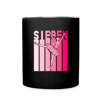 7.Geburtstag Mädchen Pink Ballerina Retro Style - Tasse einfarbig - Schwarz - Vorne