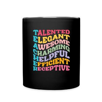 SUPER TEACHER POWER TEACHER POWER DICTONS MOTIF - Mug uni - noir - Devant