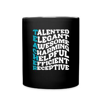 SUPER TEACHER POWER TEACHER POWER DICTONS MOTIF - Mug uni - noir - Devant