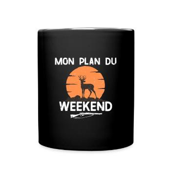 t-shirt humour chasse mon plan cadeau chasseur - Mug uni - noir - Devant