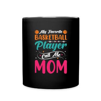 Basketball Mama Sohn Basketballspieler - Tasse einfarbig - Schwarz - Vorne
