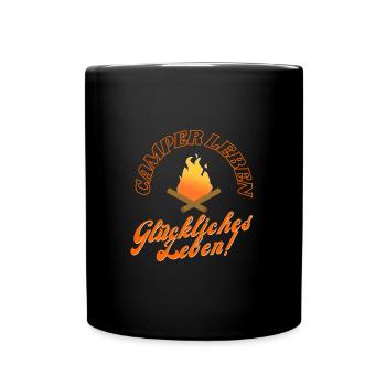 Camper Leben - Glücklich - Tasse einfarbig - Schwarz - Vorne