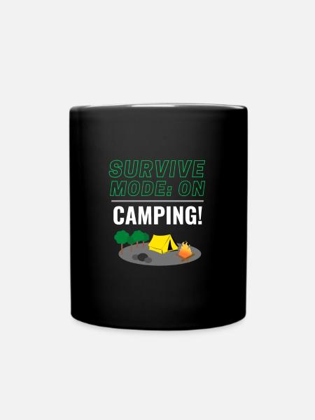 Überlebensmodus: EIN - Camping! - Tasse einfarbig - Schwarz
