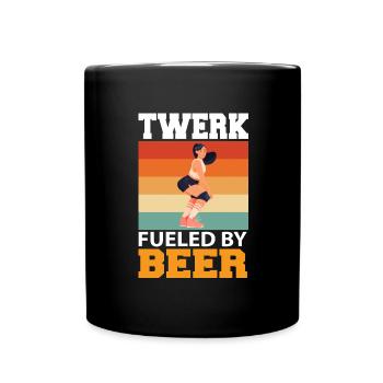 Twerk Angeheizt Durch Bier - Tasse einfarbig - Schwarz - Vorne