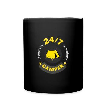24/7 in meinem Camper - Tasse einfarbig - Schwarz - Vorne