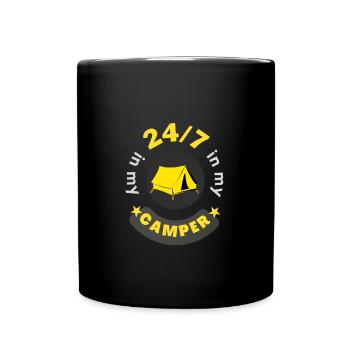 24/7 in meinem Wohnmobil - Tasse einfarbig - Schwarz - Vorne