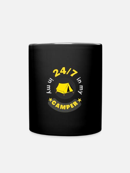 24/7 in meinem Wohnmobil - Tasse einfarbig - Schwarz