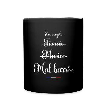 en couple, fiancée, mariée, malbarrée - Mariage - Mug uni - noir - Devant