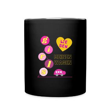 Girls lieben meinen Wagen - Tasse einfarbig - Schwarz - Vorne