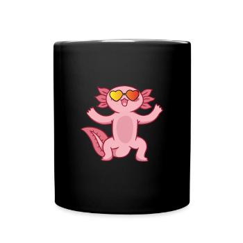 Axolotl Anime Cute Salamander Pink Animal Fish - Full Colour Mug - black - Front