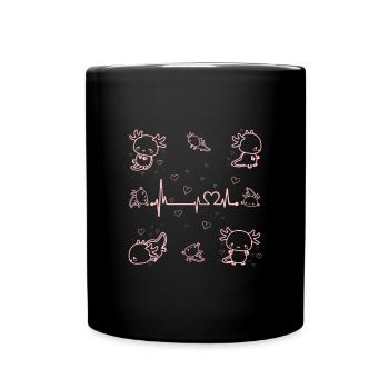 Axolotl Anime Cute Heartbeat Kawaii Animal - Full Colour Mug - black - Front