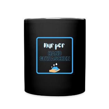 nur per Hand gewaschen - Tasse einfarbig - Schwarz - Vorne