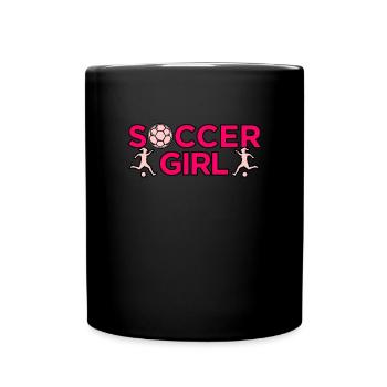 Fille de football Le ballon joue - Mug uni - noir - Devant