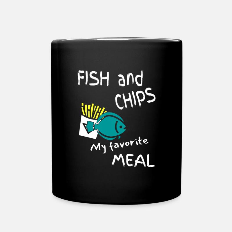 Fish and Chips mein Lieblingsessen - Tasse einfarbig - Schwarz