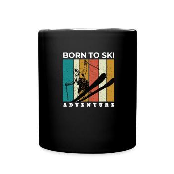 Skiers Downhill Mountains Ski Sport Skis Skiing - Full Colour Mug - black - Front