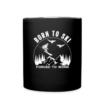 Skiers Downhill Mountains Ski Sport Skis Skiing - Full Colour Mug - black - Front
