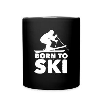 Skiers Downhill Mountains Ski Sport Skis Skiing - Full Colour Mug - black - Front