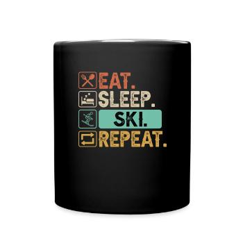 Skiers Downhill Mountains Ski Sport Skis Skiing - Full Colour Mug - black - Front
