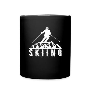 Skiers Downhill Mountains Ski Sport Skis Skiing - Full Colour Mug - black - Front