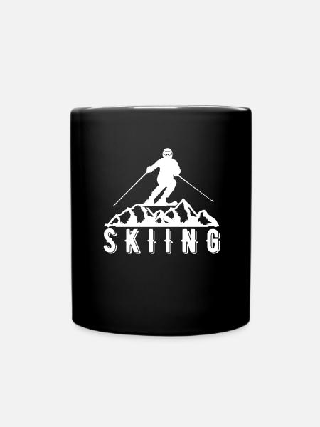 Skifahrer Abfahrt Berge Ski Sport Skier Skifahren - Tasse einfarbig - Schwarz
