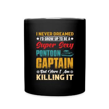 Pontoon Lieblingsplatz Kapitän Pontonboot - Tasse einfarbig - Schwarz - Vorne