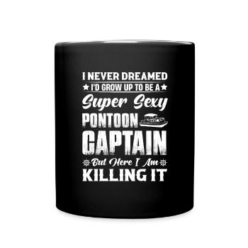 Pontoon Lieblingsplatz Kapitän Pontonboot - Tasse einfarbig - Schwarz - Vorne