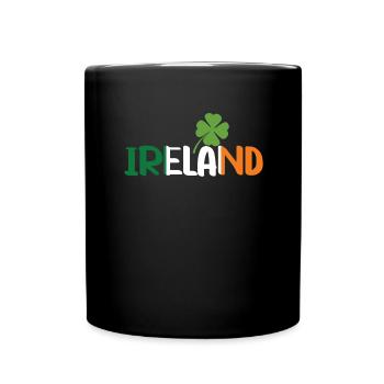 Ireland Flag Cloverleaf Vintage Irish Roots - Full Colour Mug - black - Front