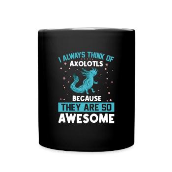 Axolotl Awesome Salamandre Mignonne Kawaii Animal Bleu - Mug uni - noir - Devant