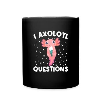 Axolotl Cute Salamander Kawaii Animal Snow - Full Colour Mug - black - Front