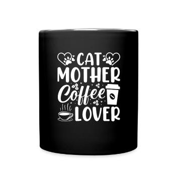 Cat with Mom Coffee Cup Funny Gift Idea - Full Colour Mug - black - Front
