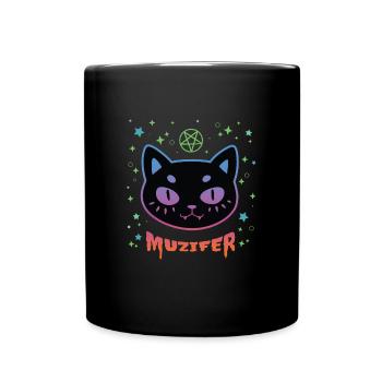 Muzifer Katze Kätzchen Teufel Luzifer - Tasse einfarbig - Schwarz - Vorne