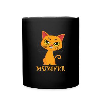 Muzifer Katze Kätzchen Teufel Luzifer - Tasse einfarbig - Schwarz - Vorne