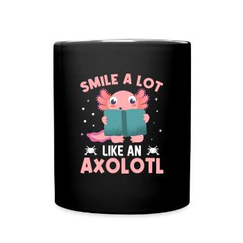 Doux sourire comme un axolotl - Mug uni - noir - Devant