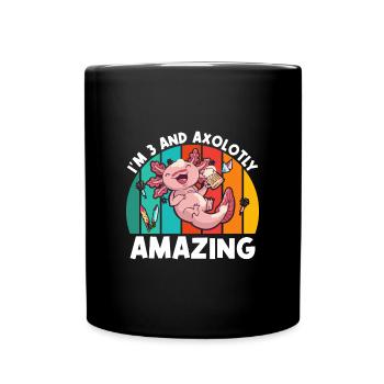 I'm 3 and Axolotly Amazing Drinking Beer - Full Colour Mug - black - Front