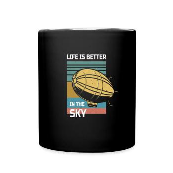 Life Is Better in The Sky Zeppelin - Tasse einfarbig - Schwarz - Vorne