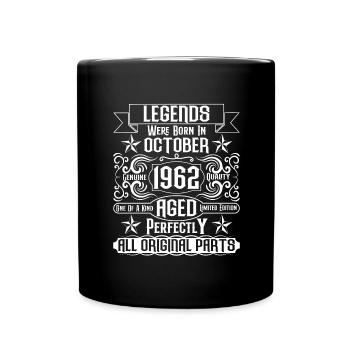 1962 Oktober Geburtstag Legende - Tasse einfarbig - Schwarz - Vorne