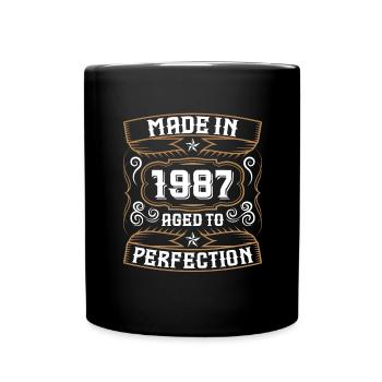 1987 Birthday Born 87 Year of birth - Full Colour Mug - black - Front