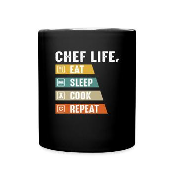 Chef Beani, Chef, Cuisine, Cinq étoiles, Or, 5, - Mug uni - noir - Devant
