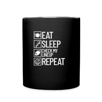 Ich schlafe, �berpr�fe meine Aufstellung wiederhol - Tasse einfarbig - Schwarz - Vorne