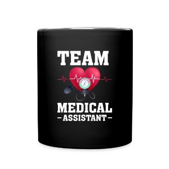 Team Medizinische Fachangestellte Herzschlag - Tasse einfarbig - Schwarz - Vorne