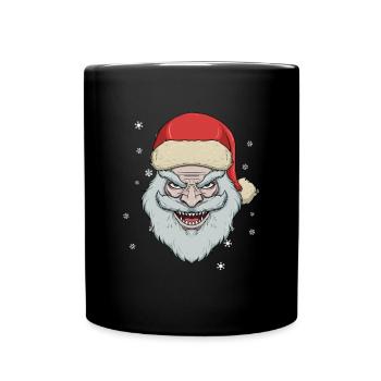 Gruseliges Weihnachtsmann L�cheln gruseliger Weihn - Tasse einfarbig - Schwarz - Vorne