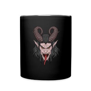 Gruseliger Krampus L�cheln scary Weihnachten b�se - Tasse einfarbig - Schwarz - Vorne