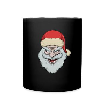 Gruseliges Weihnachtsmann L�cheln gruseliger Weihn - Tasse einfarbig - Schwarz - Vorne