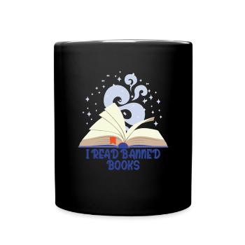 Ich las verbotene B�cher Leser verbotenes Buch Rea - Tasse einfarbig - Schwarz - Vorne