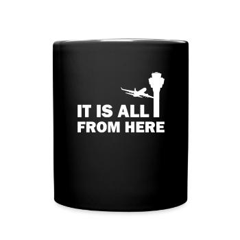 Air traffic controller Tower controller Flight attendants - Full Colour Mug - black - Front