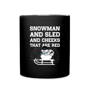 Schneemann Schnee Weihnachten Geschenkidee - Tasse einfarbig - Schwarz - Vorne